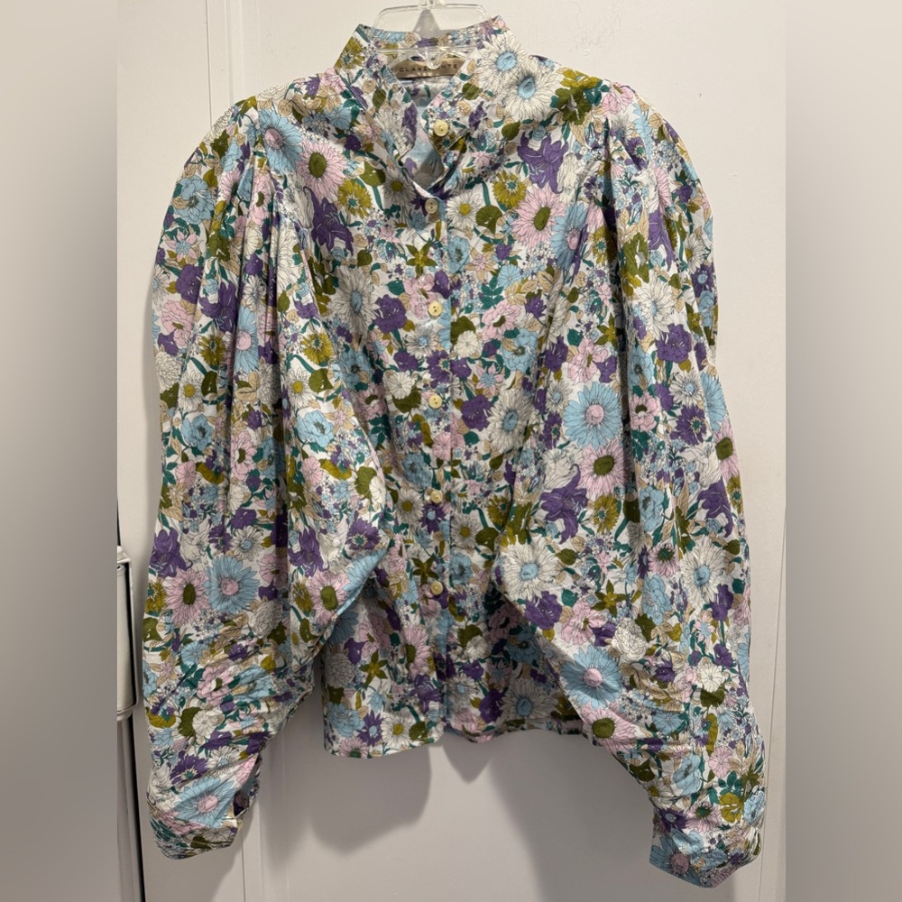 Claremonte Klaus Liberty Print Blousson Sleeve Blouse. Sz M. EXCELLENT CONDITION